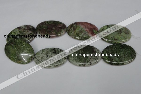 CBG33 15.5 inches 35*50mm oval bronze green gemstone beads