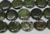 CBG36 15.5 inches 16mm flat round bronze green gemstone beads