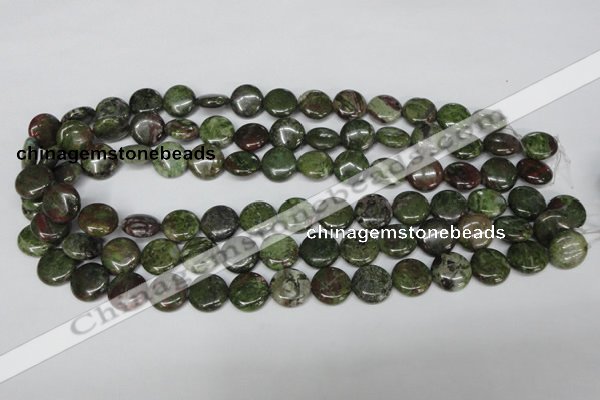 CBG36 15.5 inches 16mm flat round bronze green gemstone beads