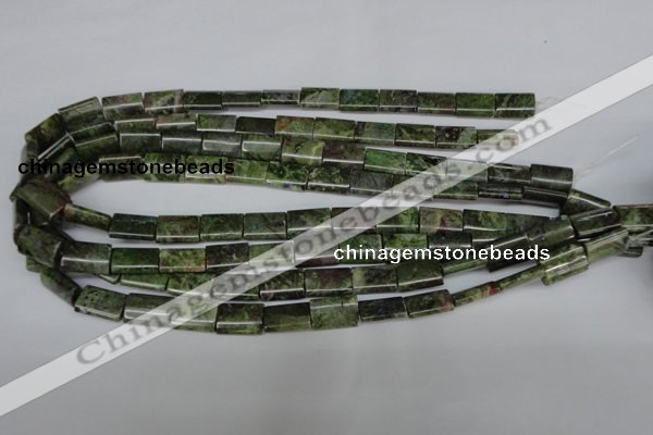 CBG50 15.5 inches 10*14mm flat tube bronze green gemstone beads