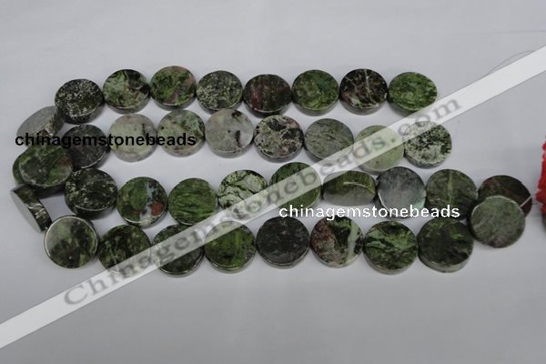 CBG61 15.5 inches 18mm coin bronze green gemstone beads