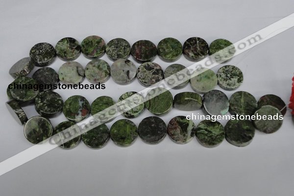 CBG62 15.5 inches 20mm coin bronze green gemstone beads