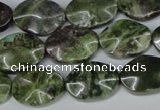 CBG65 15.5 inches 13*18mm wavy oval bronze green gemstone beads