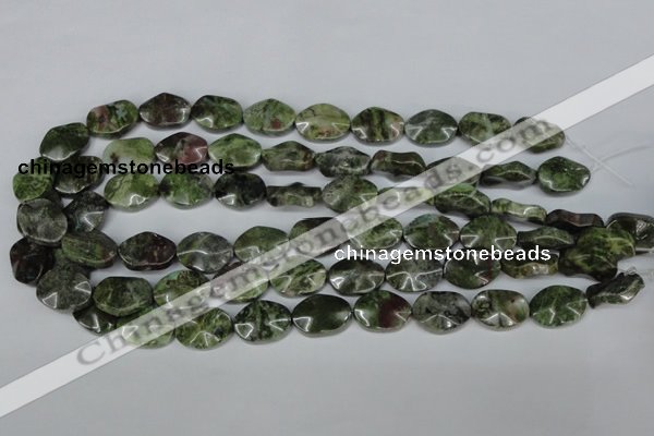 CBG65 15.5 inches 13*18mm wavy oval bronze green gemstone beads