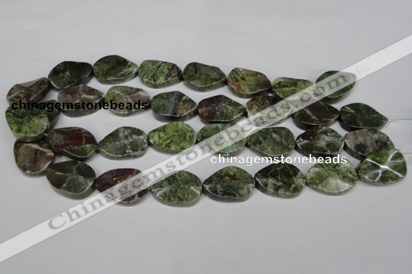 CBG67 15.5 inches 18*25mm wavy teardrop bronze green gemstone beads