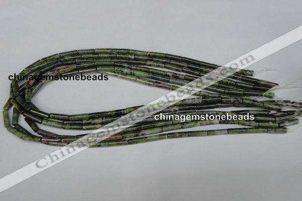 CBG75 15.5 inches 4*14mm tube bronze green gemstone beads