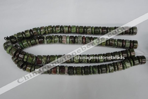 CBG80 15.5 inches 5*14mm & 7*14mm rondelle bronze green gemstone beads