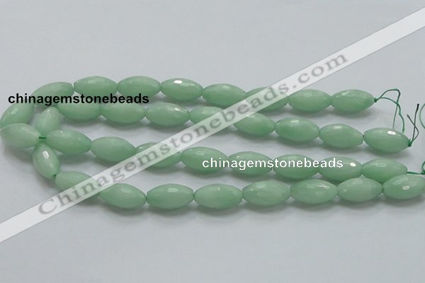 CBJ16 15.5 inches 12*22mm faceted rice jade beads wholesale