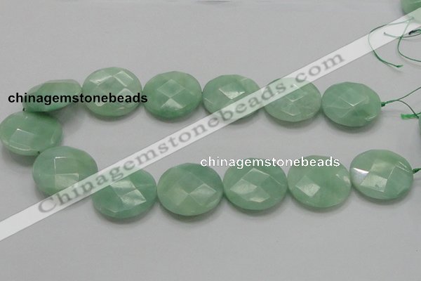 CBJ40 15.5 inches 30mm faceted flat round jade beads wholesale