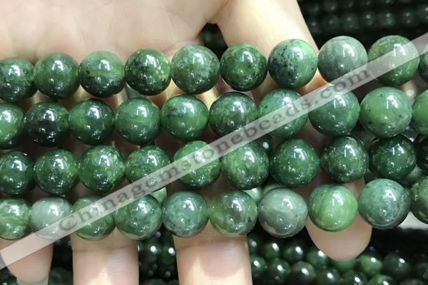 CBJ633 15.5 inches 10mm round Russian green jade beads wholesale