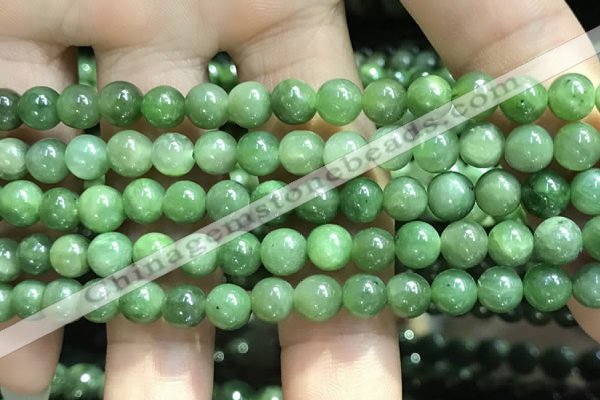 CBJ636 15.5 inches 6mm round Russian green jade beads wholesale