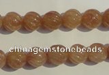 CBQ15 15.5 inches 10mm carved round strawberry quartz beads wholesale