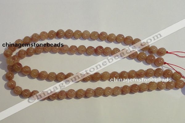 CBQ15 15.5 inches 10mm carved round strawberry quartz beads wholesale