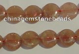 CBQ16 15.5 inches 12mm flat round strawberry quartz beads wholesale