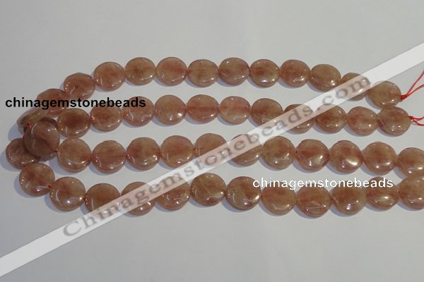 CBQ18 15.5 inches 16mm flat round strawberry quartz beads wholesale