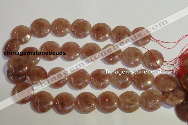 CBQ19 15.5 inches 25mm flat round strawberry quartz beads wholesale