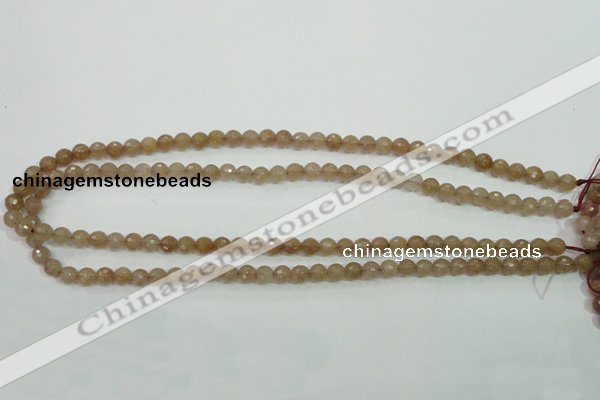 CBQ211 15.5 inches 6mm faceted round strawberry quartz beads