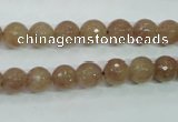 CBQ212 15.5 inches 8mm faceted round strawberry quartz beads