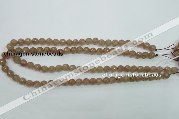 CBQ212 15.5 inches 8mm faceted round strawberry quartz beads