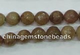 CBQ213 15.5 inches 10mm faceted round strawberry quartz beads