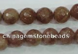 CBQ214 15.5 inches 12mm faceted round strawberry quartz beads