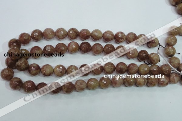 CBQ215 15.5 inches 14mm faceted round strawberry quartz beads