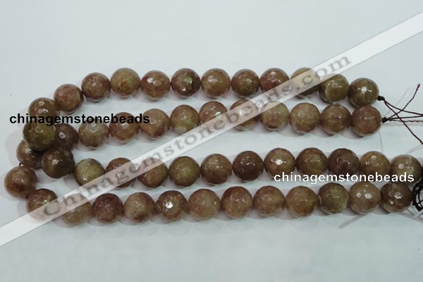 CBQ216 15.5 inches 16mm faceted round strawberry quartz beads