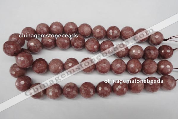 CBQ217 15.5 inches 18mm faceted round strawberry quartz beads