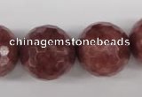 CBQ218 15.5 inches 20mm faceted round strawberry quartz beads