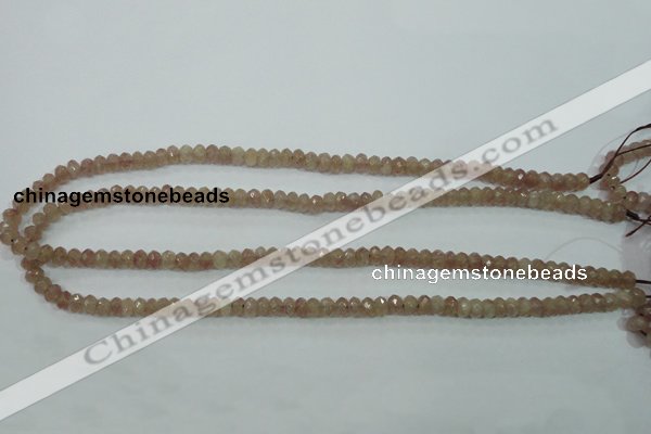 CBQ222 15.5 inches 4*6mm faceted rondelle strawberry quartz beads