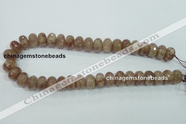 CBQ224 15.5 inches 10*16mm faceted rondelle strawberry quartz beads