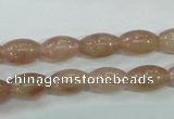 CBQ225 15.5 inches 8*12mm rice strawberry quartz beads