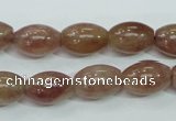 CBQ226 15.5 inches 10*14mm rice strawberry quartz beads