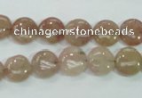 CBQ235 15.5 inches 10mm flat round strawberry quartz beads