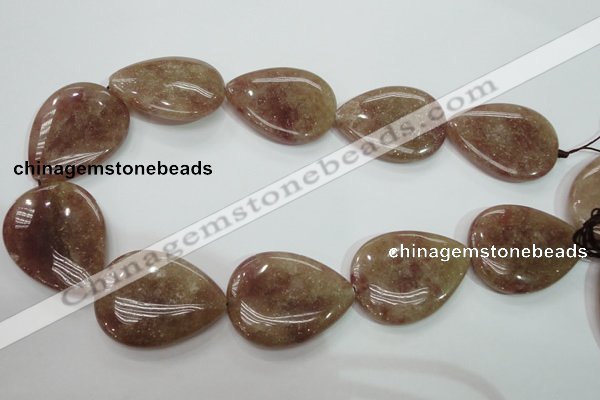 CBQ239 15.5 inches 30*40mm flat teardrop strawberry quartz beads