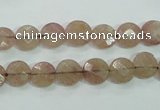 CBQ240 15.5 inches 8mm faceted coin strawberry quartz beads