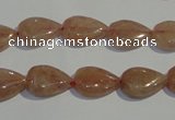 CBQ25 15.5 inches 10*14mm flat teardrop strawberry quartz beads