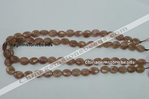 CBQ251 15.5 inches 10*12mm faceted oval strawberry quartz beads