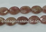 CBQ252 15.5 inches 10*14mm faceted oval strawberry quartz beads
