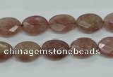 CBQ252 15.5 inches 10*14mm faceted oval strawberry quartz beads