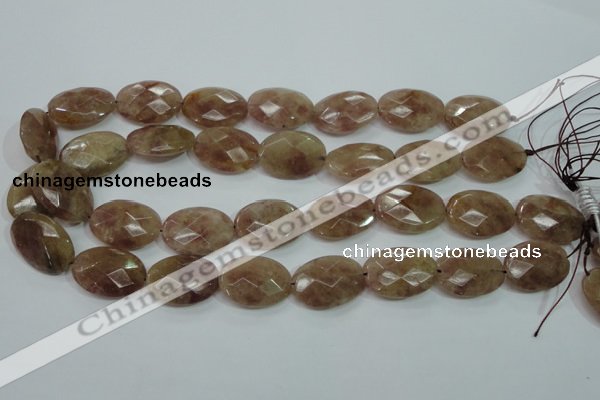 CBQ254 15.5 inches 18*25mm faceted oval strawberry quartz beads