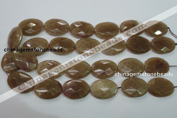 CBQ255 15.5 inches 22*30mm faceted oval strawberry quartz beads