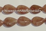 CBQ26 15.5 inches 12*16mm flat teardrop strawberry quartz beads