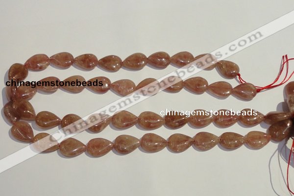 CBQ26 15.5 inches 12*16mm flat teardrop strawberry quartz beads