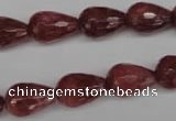 CBQ268 15.5 inches 10*15mm faceted teardrop strawberry quartz beads