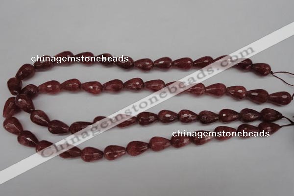 CBQ268 15.5 inches 10*15mm faceted teardrop strawberry quartz beads