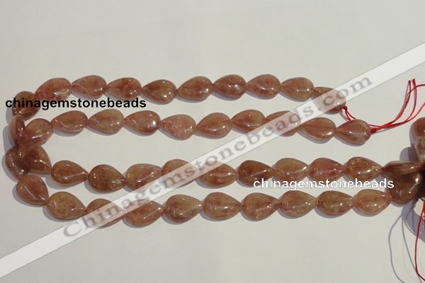 CBQ27 15.5 inches 13*18mm flat teardrop strawberry quartz beads