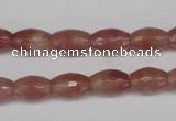 CBQ270 15.5 inches 8*12mm faceted rice strawberry quartz beads