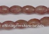 CBQ271 15.5 inches 10*14mm faceted rice strawberry quartz beads