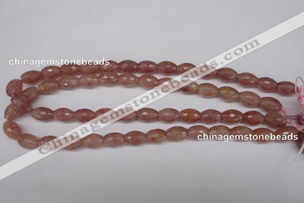 CBQ271 15.5 inches 10*14mm faceted rice strawberry quartz beads